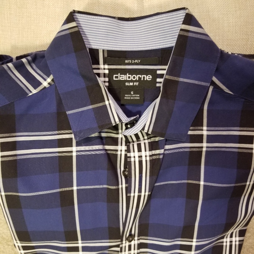 Clairborne Mens Dress Shirt Small Slim Fit